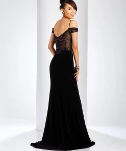 Formal Gowns Clarisse - 3544 Sheer Off-Shoulder Fitted Gown
