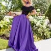 Clarisse - 3582 Off Shoulder Lace Pleated Gown Plus Size Dresses