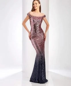 Clarisse - 3586 Off Shoulder Sequin Ombre Prom Dress