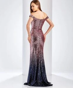 Clarisse - 3586 Off Shoulder Sequin Ombre Prom Dress