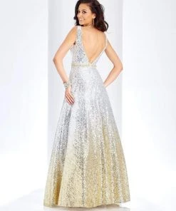 Clarisse - 3589 Sleeveless Sequined Deep V-neck Ballgown 6 Clarisse - 3589 Sleeveless Sequined Deep V-neck Ballgown