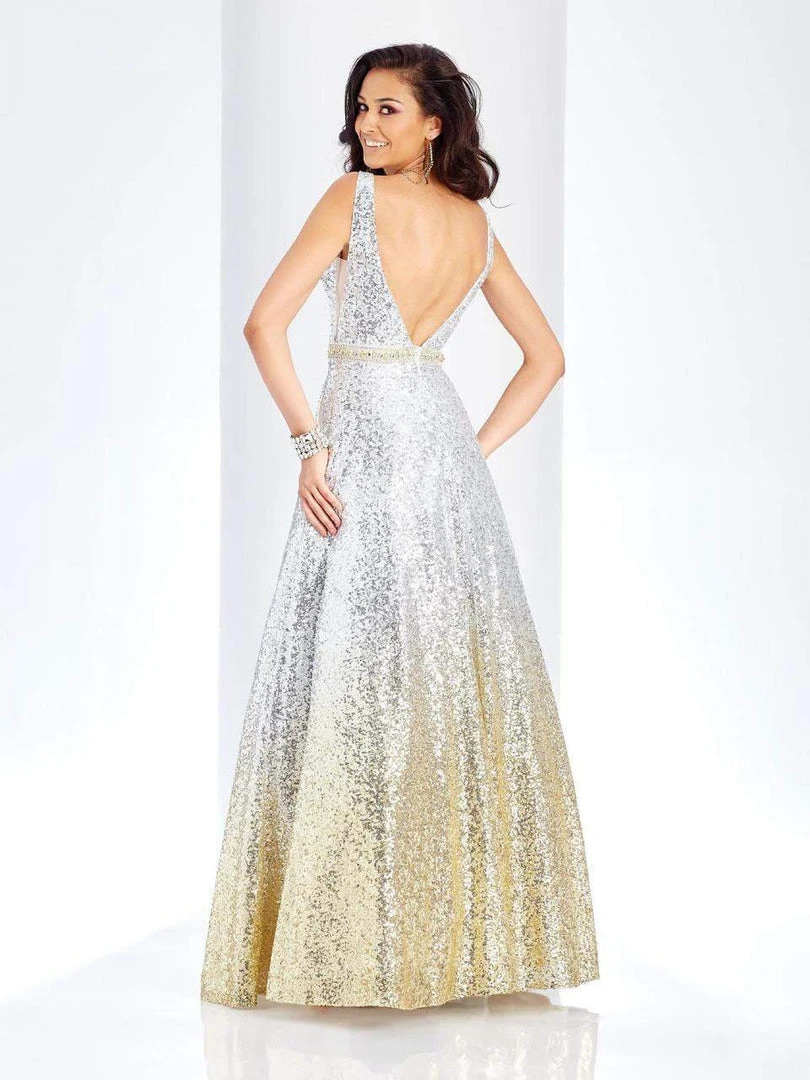Clarisse - 3589 Sleeveless Sequined Deep V-neck Ballgown 4 Clarisse - 3589 Sleeveless Sequined Deep V-neck Ballgown