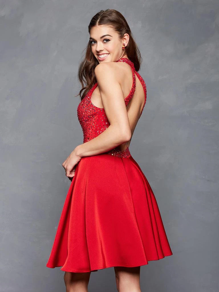 Clarisse - 3645 Beaded High Halter Satin A-line Dress 4 Clarisse - 3645 Beaded High Halter Satin A-line Dress