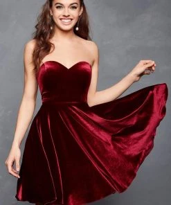 Clarisse - 3652 Strapless Velvet Sweetheart A-line Dress