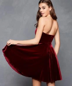 Clarisse - 3652 Strapless Velvet Sweetheart A-line Dress