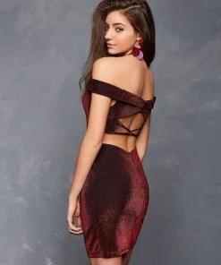 Cocktail Dresses Clarisse - 3657 Glitter Jersey Off-Shoulder Sheath Dress 5 Cocktail Dresses Clarisse - 3657 Glitter Jersey Off-Shoulder Sheath Dress