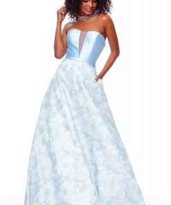 Formal Gowns Clarisse - 3706 Strapless Semi-Sweetheart Brocade Gown