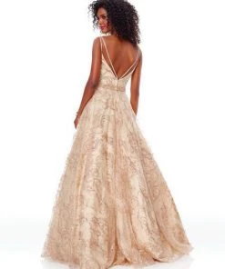 Formal Gowns Clarisse - 3715 Beaded Strappy Glitter A-Line Gown