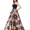 Clarisse - 3718 Strapless Floral Print A-Line Gown 2 Clarisse - 3718 Strapless Floral Print A-Line Gown