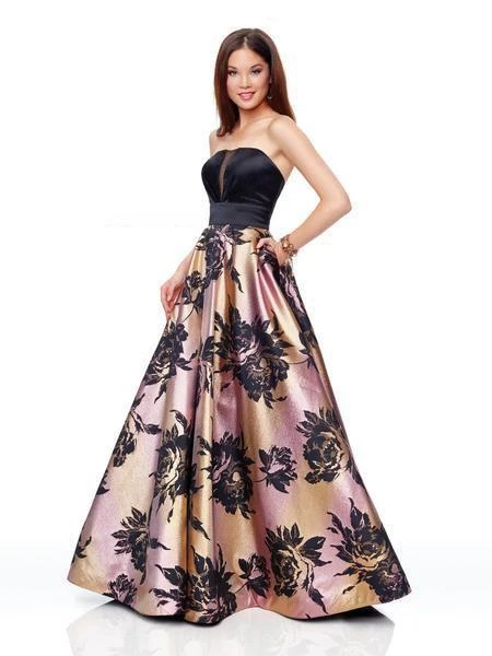 Clarisse - 3718 Strapless Floral Print A-Line Gown 3 Clarisse - 3718 Strapless Floral Print A-Line Gown