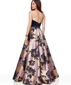 Clarisse - 3718 Strapless Floral Print A-Line Gown