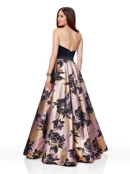 Clarisse - 3718 Strapless Floral Print A-Line Gown 4 Clarisse - 3718 Strapless Floral Print A-Line Gown