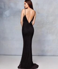 Clarisse - 3728 Plunging V-neck Trumpet Dress With Train Formal Gowns