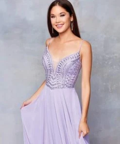 Clarisse - 3733 Plunging Sweetheart Beaded Chiffon Gown