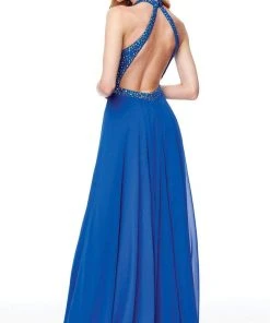 Clarisse - 3750 Rhinestone-Studded High Halter Chiffon Gown Formal Gowns