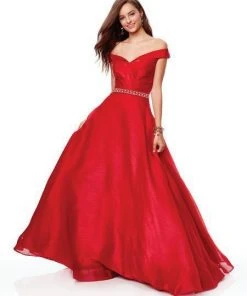 Clarisse - 3752 Pleated Surplice Off Shoulder Ballgown Formal Gowns