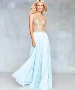 Clarisse - 3759 Lace Halter Chiffon A-line Dress