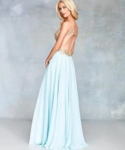 Clarisse - 3759 Lace Halter Chiffon A-line Dress