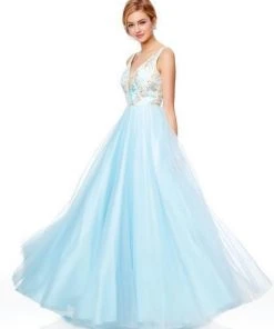 Formal Gowns Clarisse - 3768 Floral Plunging Sweetheart Tulle Gown