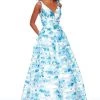 Clarisse - 3800 Striped Floral Sleeveless A-Line Gown 2 Clarisse - 3800 Striped Floral Sleeveless A-Line Gown