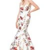 Clarisse - 3801 Floral Printed Neoprene Mermaid Dress 2 Clarisse - 3801 Floral Printed Neoprene Mermaid Dress