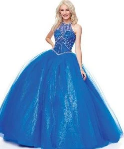 Clarisse - 3814 Bead Embellished Illusion Halter Ballgown