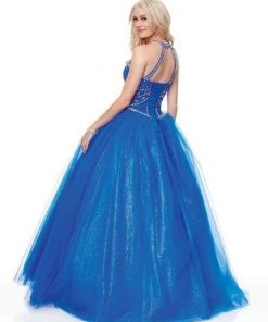 Clarisse - 3814 Bead Embellished Illusion Halter Ballgown