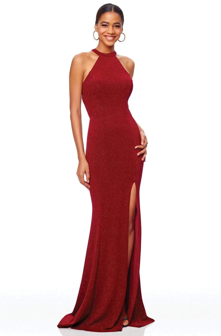 Clarisse - 3830 High Halter Glitter Jersey High Slit Gown Formal Gowns 4 Clarisse - 3830 High Halter Glitter Jersey High Slit Gown Formal Gowns