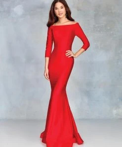 Formal Gowns Clarisse - 3841 Quarter Length Sleeve Silky Jersey Mermaid Gown