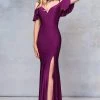Formal Gowns Clarisse - 3846 Fitted Jersey Evening Gown With Slit 1 Formal Gowns Clarisse - 3846 Fitted Jersey Evening Gown With Slit
