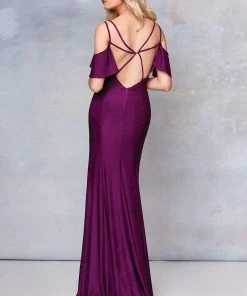 Formal Gowns Clarisse - 3846 Fitted Jersey Evening Gown With Slit