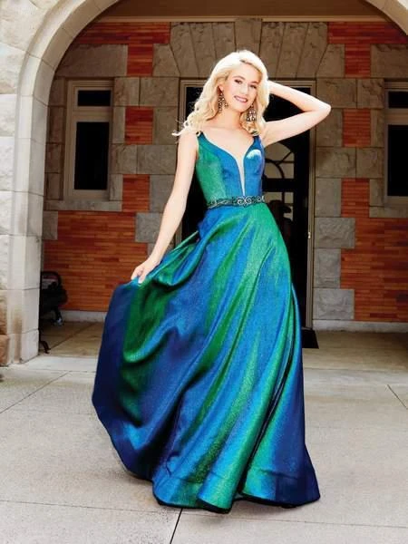 Clarisse - 3859 Embellished Deep V-neck A-line Dress Formal Gowns 3 Clarisse - 3859 Embellished Deep V-neck A-line Dress Formal Gowns