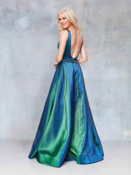 Clarisse - 3859 Embellished Deep V-neck A-line Dress Formal Gowns 4 Clarisse - 3859 Embellished Deep V-neck A-line Dress Formal Gowns