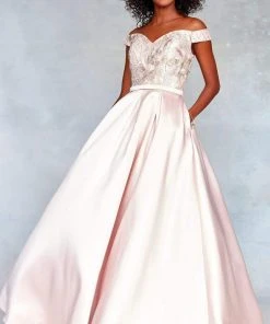 Formal Gowns Clarisse - 3866 Lace Off-Shoulder Mikado Ballgown