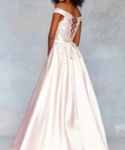 Formal Gowns Clarisse - 3866 Lace Off-Shoulder Mikado Ballgown