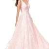 Formal Gowns Clarisse - 3876 Floral Embroidered Plunging A-Line Gown 1 Formal Gowns Clarisse - 3876 Floral Embroidered Plunging A-Line Gown