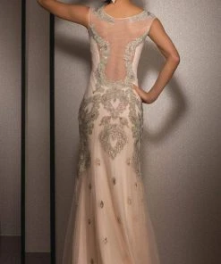 Clarisse - 4506 Scoop Applique Sheath Evening Gown