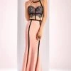 Formal Gowns Clarisse - 4815 Halter Contrast Lace Evening Gown 2 Formal Gowns Clarisse - 4815 Halter Contrast Lace Evening Gown