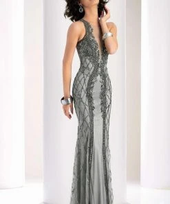 Clarisse - 4831 Illusion Jewel Beaded Gown Formal Gowns