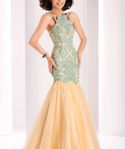 Clarisse - 4856 Beaded Ruffled Mermaid Gown