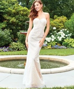 Clarisse - 4904 Embroidered Strapless Evening Gown