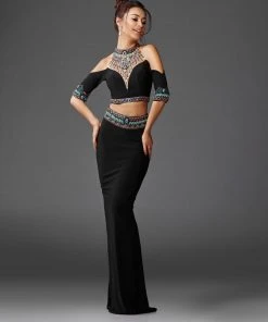 Formal Gowns Clarisse - 4920 High Neck Two-Piece Beaded Gown