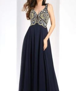 Formal Gowns Clarisse - 4924 Deep V-Neck Beaded Chiffon Gown