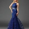 Formal Gowns Clarisse - 4928 Halter Neck Two-Piece Sequined Mermaid Gown