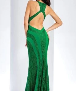 Clarisse - 4931 Embroidered Halter Sheath Dress