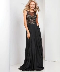 Clarisse - 4944 Beaded Bateau Pleated Gown
