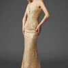 Clarisse - 4961 Embellished Deep V-neck Sheath Dress Formal Gowns 2 Clarisse - 4961 Embellished Deep V-neck Sheath Dress Formal Gowns