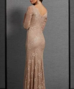 Formal Gowns Clarisse - 6305 V Neck Lace Evening Gown 5 Formal Gowns Clarisse - 6305 V Neck Lace Evening Gown