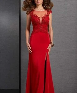 Formal Gowns Clarisse - 6324 Embellished Illusion Bateau Dress