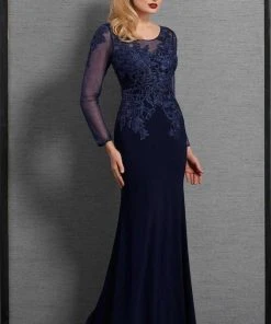 Clarisse - 6333 Beaded Lace Long Sleeves Evening Gown Formal Gowns